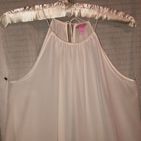 Lilly Pulitzer S Silk Resort White Ivory Diem Sleeveless Top with Lace - Picture 8 of 16
